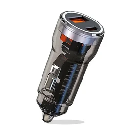 UniBoss 3.4 Amp 40 Watt USB + PD Port Turbo Car Charger (Transparent) - Transparent