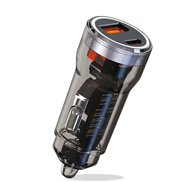 UniBoss 3.4 Amp 40 Watt USB + PD Port Turbo Car Charger (Transparent) - Transparent