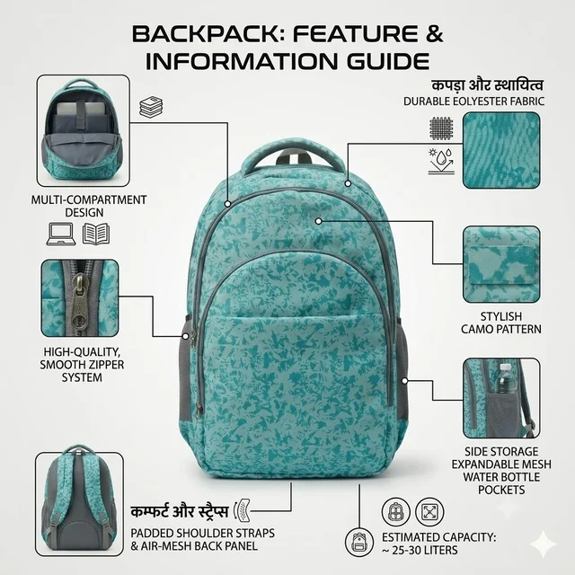 Backpack Bag School College Office Laptop