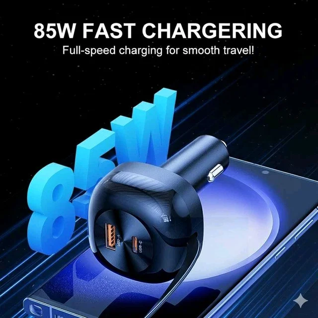 Brelto 85 Watt Retractable Car Charger