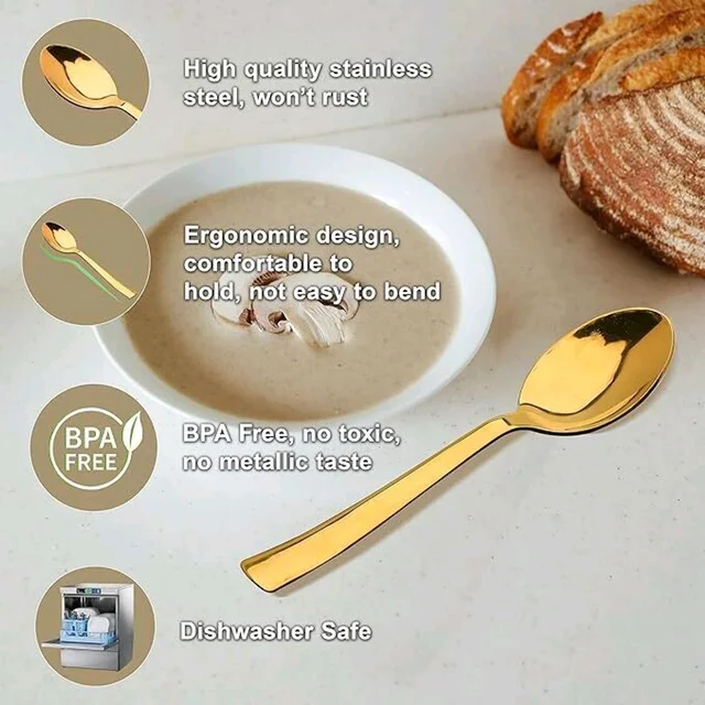VedaQ Set Of 6 Ultra Table Golden Spoons