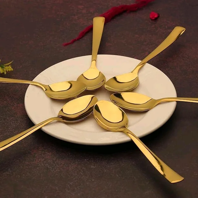 VedaQ Set Of 6 Ultra Table Golden Spoons