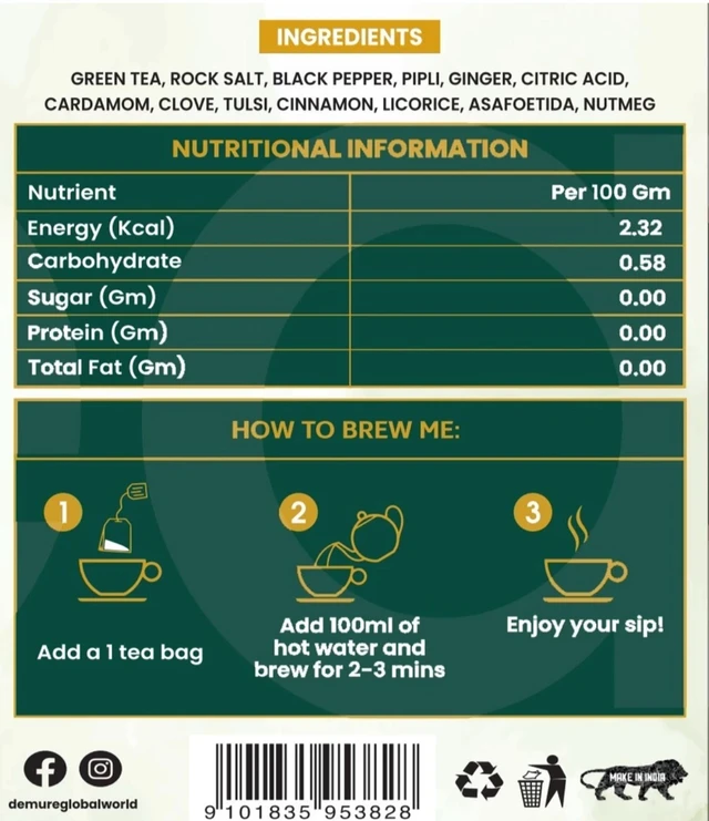 De’Mure Detox Tea (Pack Of 20 Tea Bags)