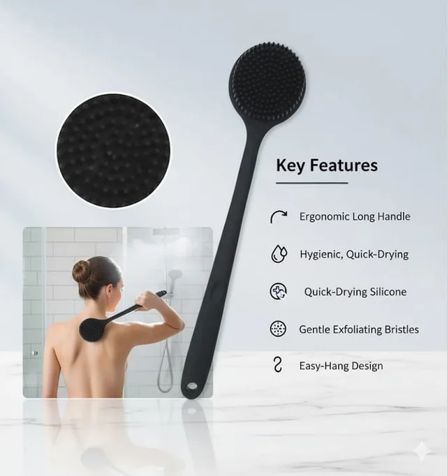 Silicone Bath Brush with Long Handle