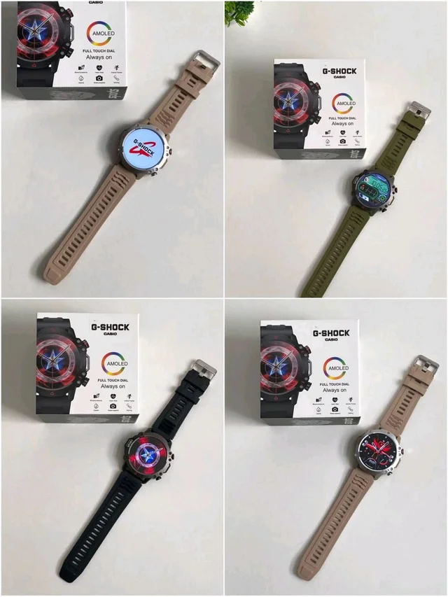 Trending G-shock Avengers Design Smart Watch With Wallpaper Change And Calling, LED display - Cream