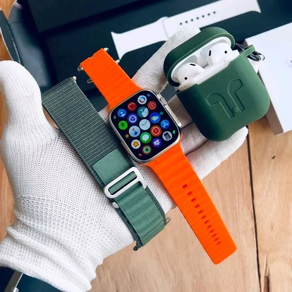 Series 8 Ultra Smartwatch With 2 Different Steap And AirPods 2 Awesome Quality Silicon Case Free