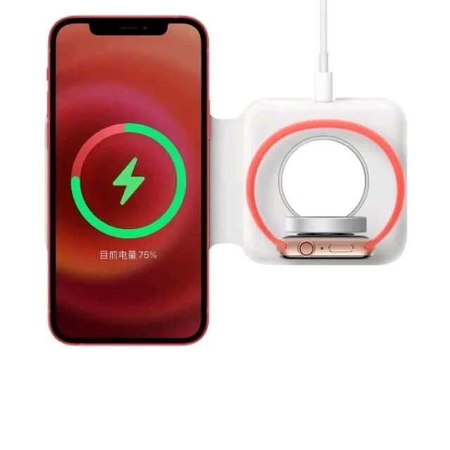 2 In 1 Foldable Fast Charging Magnetic Wireless Charger For Magsafe Smartwatches, Airpods And Smartphone