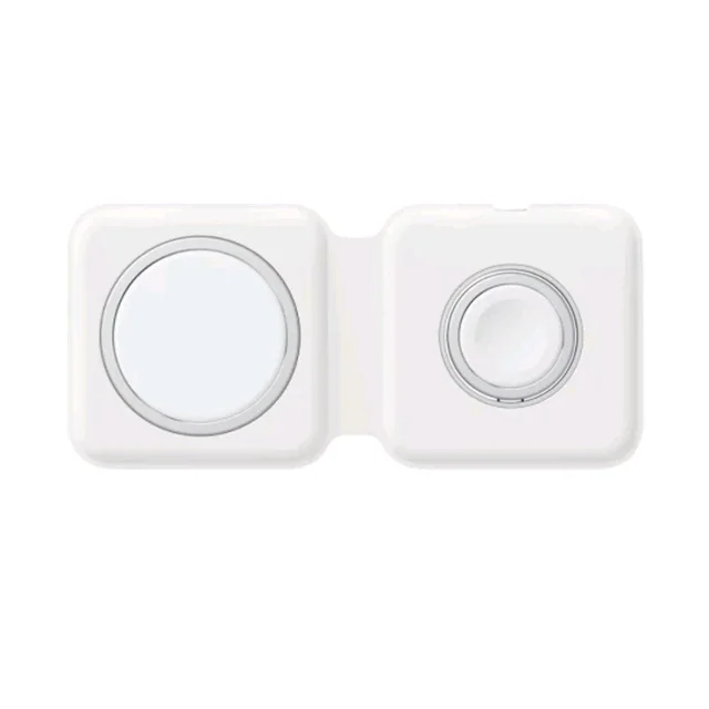 2 In 1 Foldable Fast Charging Magnetic Wireless Charger For Magsafe Smartwatches, Airpods And Smartphone