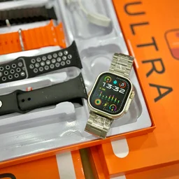 7 in 1 Strap Series 8 Ultra 49 MM Smartwatch | 7 Straps Premium Straps, Change Straps Every Day Of The Week, Means Within 7 Straps, Wireless Fast Charging Cable And Manual Book Included In Box