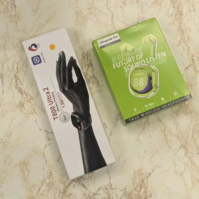 Most Awaited Budget Combo | T800 Ultra Budget Smartwatch And Budget Esthetic Tws - Green