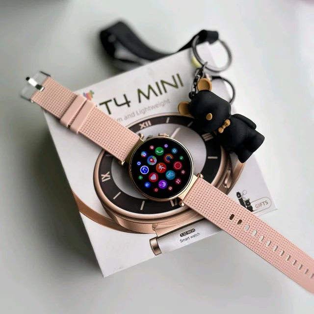 2024 GT4 mini Smart Watch for Women Lady Heart Rate 1.27inch Screen BT Call Wireless Charging IP67 Waterproof NFC Smartwatch, Dual Strap With Free Gift