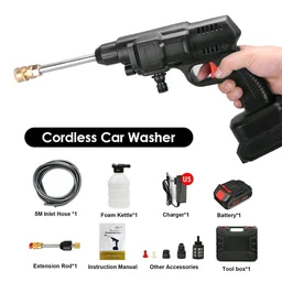Powerful Pressure Washer with 48v Rechargeable Battery, Cordless High Pressure Washer Gun | Multi Cleaning Works Like Car & Bike Washing, Gardening & Home Cleaning Works - Single Battery