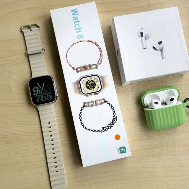 The Latest Smart Watch Series 8 Ultra And Air Pods 3 Awesome Quality With Premium Silicon Case - Gray