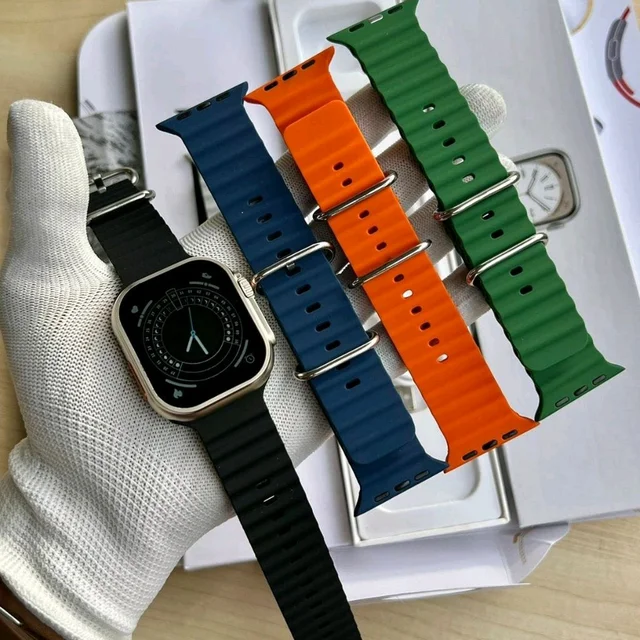 Hryfine Series 8 Ultra Smartwatch With Total 4 Free Premium Ocean Straps | Real Clip And Screw