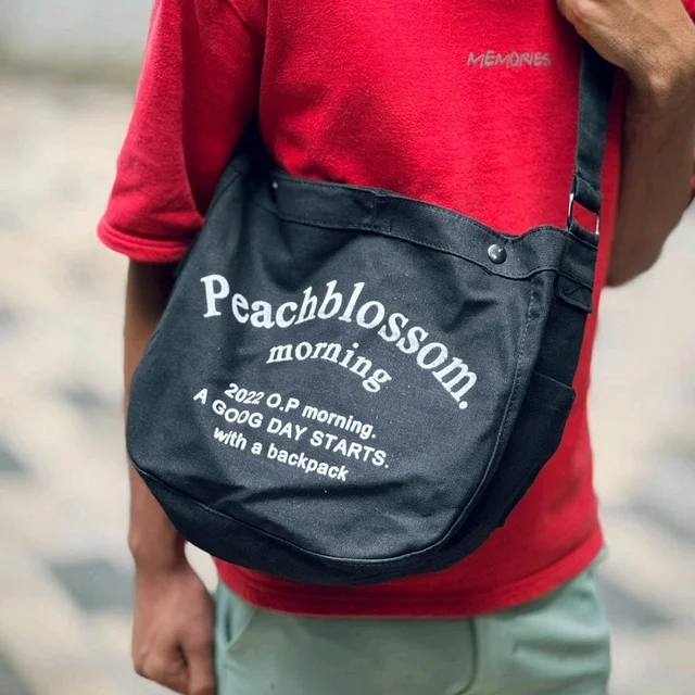 Letter Printed High-Capacity Canvas Slouchy Shoulder Bag | Ultra Sporty Messenger Sling Bag For Multipurpose Use
