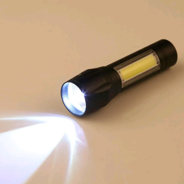 LED Flashlight, Super Bright LED Torch, Waterproof Flashlight,4 Light Modes For Camping Hiking and Emergency Use Torch (Black: Rechargeable) 6 hrs Torch Emergency Light (Black)
