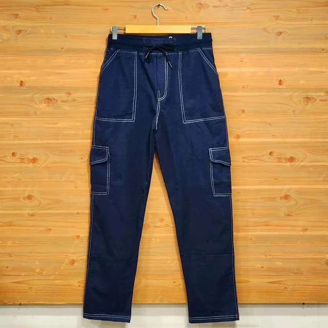 Trendy Denim Cargo Pants - Stylish and Comfortable! - XXL, Navy Blue