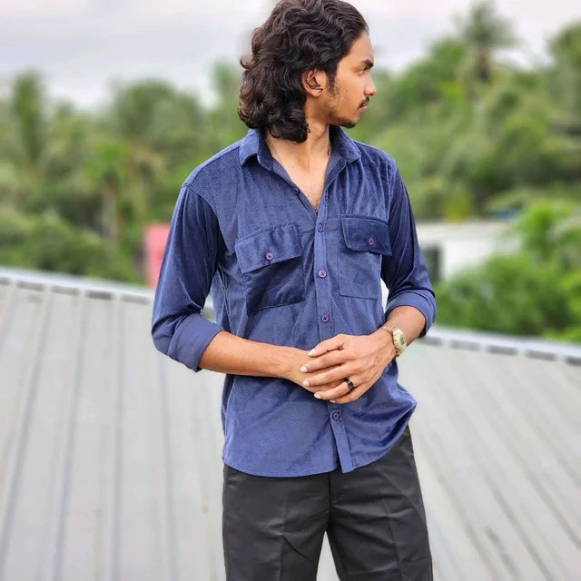 Velvet Double Pocket Premium Quality Shirt - M