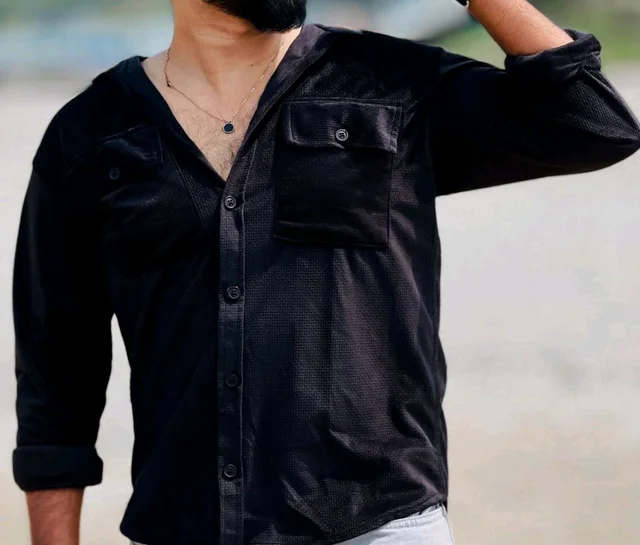 Velvet Double Pocket Premium Quality Shirt - M