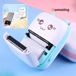 Mini Thermal Printer with 2 Rolls Paper Portable Phone Study Printer for Pictures, Photos Journals DIY Compatible with Phone