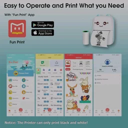 Mini Thermal Printer with 2 Rolls Paper Portable Phone Study Printer for Pictures, Photos Journals DIY Compatible with Phone