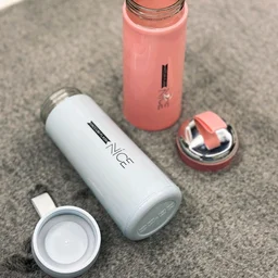 Buy 1 Get 1 Free Offer, SBF Collection 1 Blue Nice Glass Bottle Water Bottle with vaccum flask and loop Temperature Resistant, For Hot & Cold Water, Milk, Lassi, Juice, Smoothie, De tox water