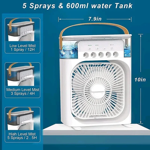 Portable Air Conditioner Fan, Personal Mini Small Evaporative Air Cooler Cool Mist Humidifier, 1/2/3 H Timer, 3 Speeds & 3 Spray Modes For Room Office Home Travel