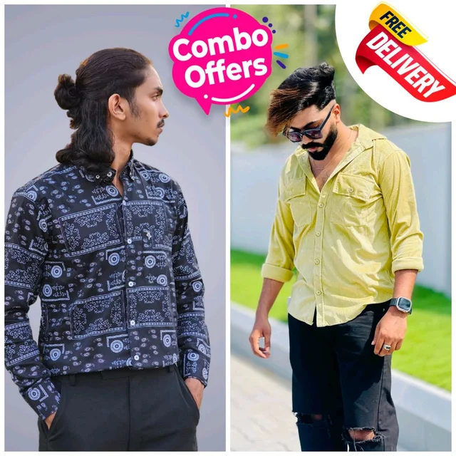 2 Shirt Combo Offer, Codekey Original Cotton full Sleeves Shirt - M