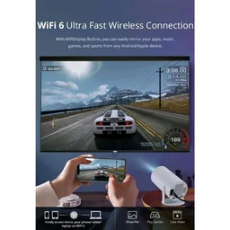 HD Android 11 Projector WiFi 6/BT 5.0 180° Rotation Auto Keystone (4500 Im /1 Speaker /Wireless / Remote Controller) Portable Projector (White)