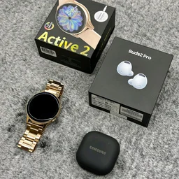 Most Awaited Budget Combo | Active 2 Amoled Display Smartwatch And Buds 2 Pro Best Quality Earphone - Gold/Black