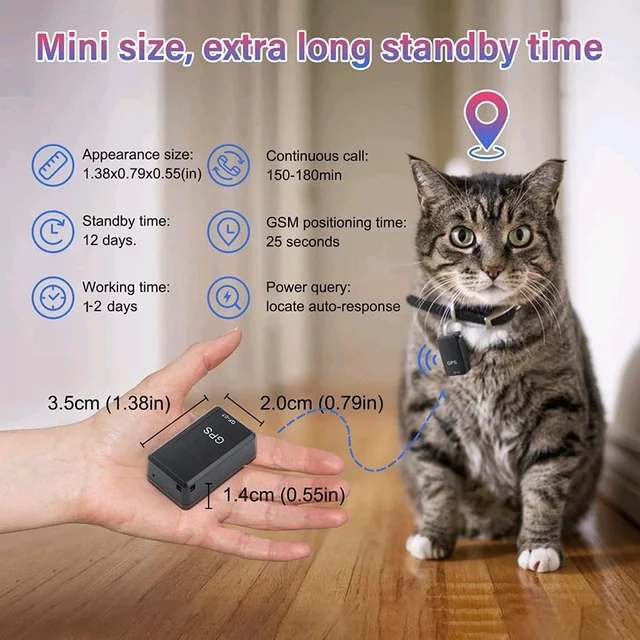 Mini GPS Tracker with Sound Recording, Real Time Tracking, Wireless Portable Device, Easy Installation for Car, Bike, Kids, Elderly & Pets Safety