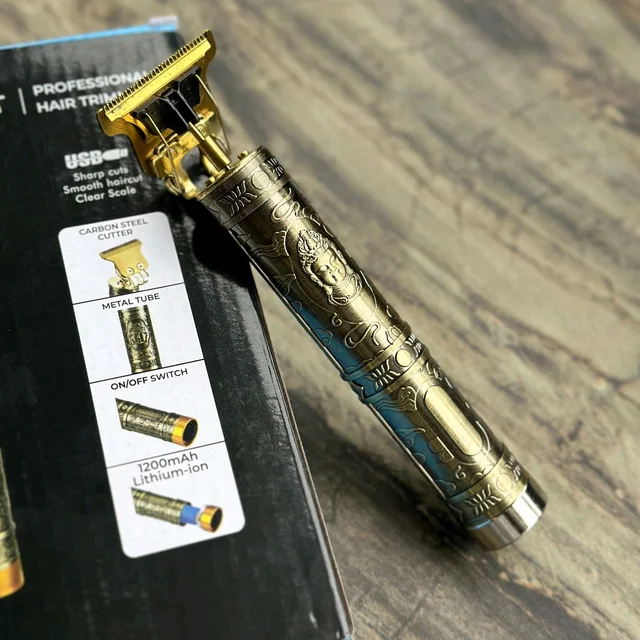 MZ M851T (PROFESIONAL HAIR TRIMMER) Full Metal Trimmer with 1200 mAh battery Trimmer 120 min Runtime 3 Length Settings (Gold)