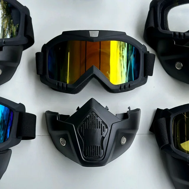Nufra Store Goggle Mask Anti Scratch UV Protective Face & Eyewear Windproof Dirt Shield with Soft Foam Padded Detachable Mouth Filter for Cycling Bike Off Road Racing Ride Unisex - SRB1