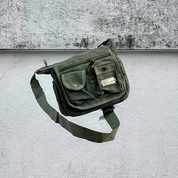 College Bag/Cross Bag, Olive Green Color, Denim Material with Belt | New Men's Leisure Crossbody Bag Multi functional Outdoor Shoulder Bag Waist Bag Fashion Small Body Bag Wearing Belt Hanging Bag