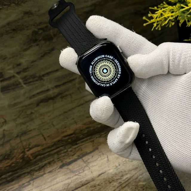 Series 9 45mm Smartwatch With Black Case/Sport Band for Male & Female. Fitness Tracker, Alarm, Calender, StopWatch, Full Display, High Quality