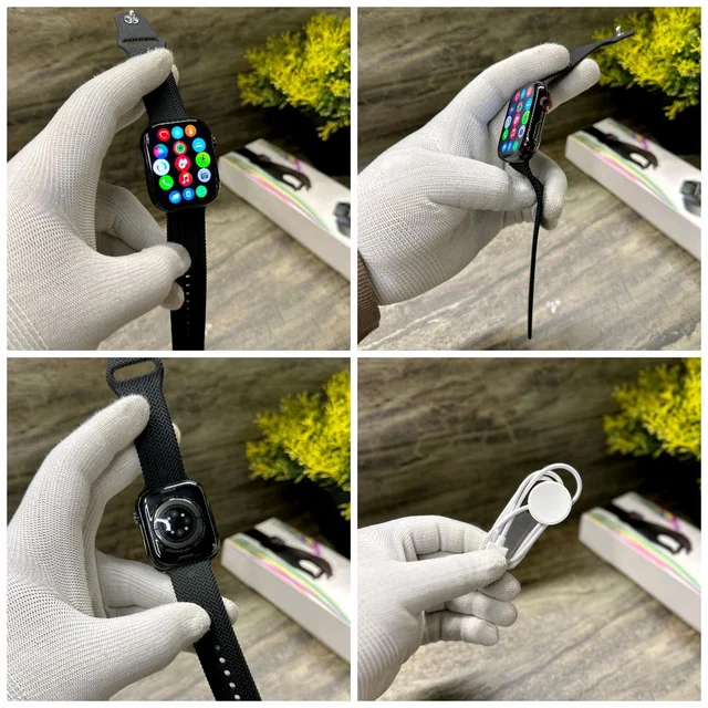 Series 9 45mm Smartwatch With Black Case/Sport Band for Male & Female. Fitness Tracker, Alarm, Calender, StopWatch, Full Display, High Quality