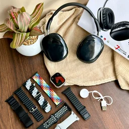 Most Awaited Budget Combo | Air Max Headphone, Series 8 Ultra Smartwatch With 7 Awesome Quality Straps