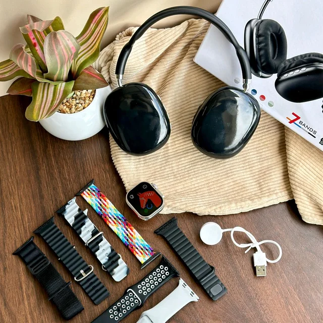 Most Awaited Budget Combo | Air Max Headphone, Series 8 Ultra Smartwatch With 7 Awesome Quality Straps