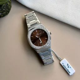 V9 Analog Quartz Movement Collection With High Quality Strap Best Finishing Body & Case - Brown