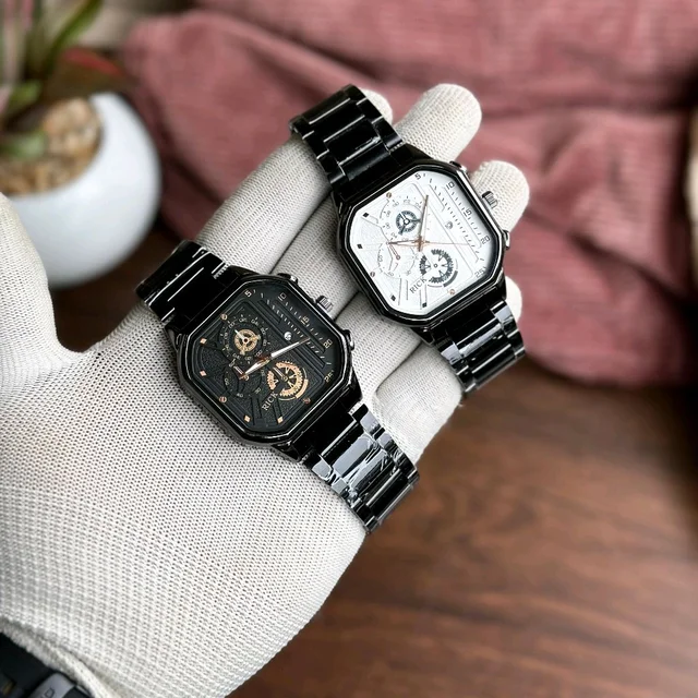 Most Demanded Rick Analog Quartz Movement Collection With High Quality Strap Best finishing Body & Case - White