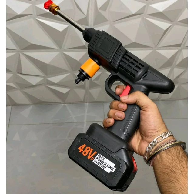 High Pressure Water Gun Wireless High Pressure Washer Water Spray Gun for Car Wash Bike Washing Cleaning (Electric car wash Gun, Battery 2)