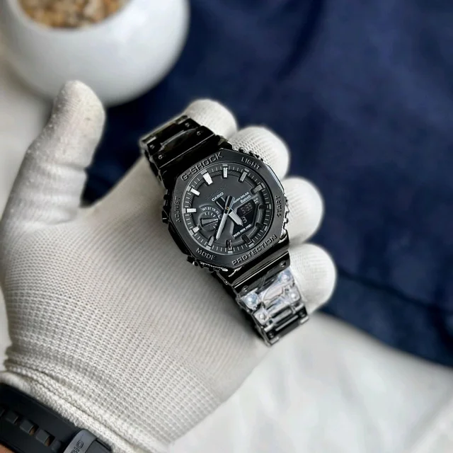 Most Demanded Analog And Digital GM2100 Top Quality With Metal Body | AutoLight, World time And Day Chronograph Working - Black