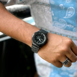 Most Demanded Analog And Digital GM2100 Top Quality With Metal Body | AutoLight, World time And Day Chronograph Working - Black