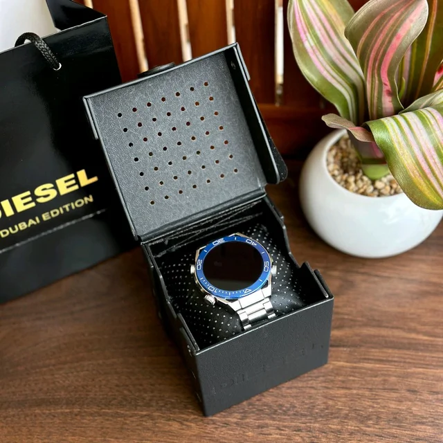 Round Smartwatch with Dual Strap & Premium Hard Box – Bluetooth Calling, Notifications & Fitness Tracking - Silver