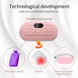 Portable Cordless Heating Pad, Electric Waist Belt Device, Periods Massager,Fast Heating Pad with 3 Heat Levels and 3 Massage Modes, Back or Belly Heating Pad for Women and Girl