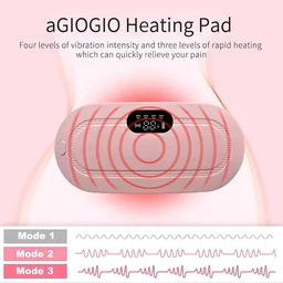 Portable Cordless Heating Pad, Electric Waist Belt Device, Periods Massager,Fast Heating Pad with 3 Heat Levels and 3 Massage Modes, Back or Belly Heating Pad for Women and Girl