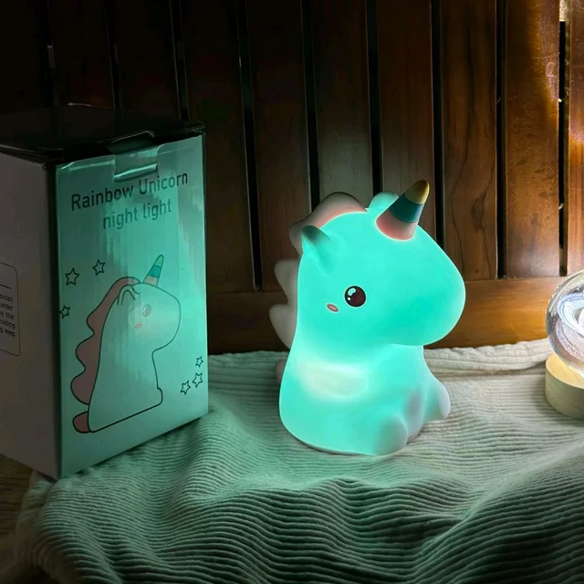 Unicorn Night Light Kids: Dimmable Silicone Night Lights, 30Min Timed Touch Squishy Lamp, Rechargeable Baby Nightlight for Bedroom, Unicorn Lamp Girls Gifts, Room Cute Decor