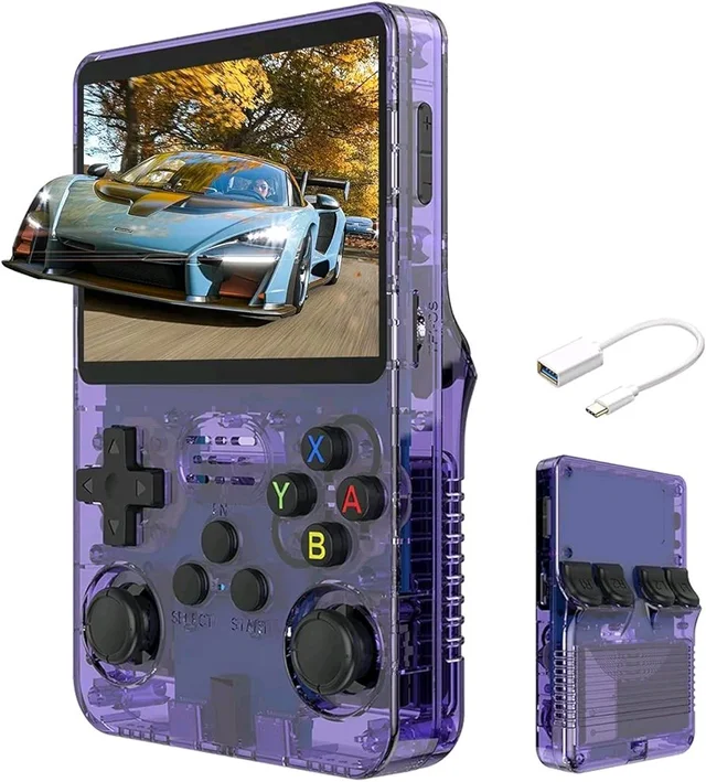 New World R36S Retro Handheld Video Game Console 3.5 inch Retro Handheld Video Games Consoles Built-in Rechargeable Battery Portable Style Preinstalled Hand Held Game Consoles (Multicolour)
