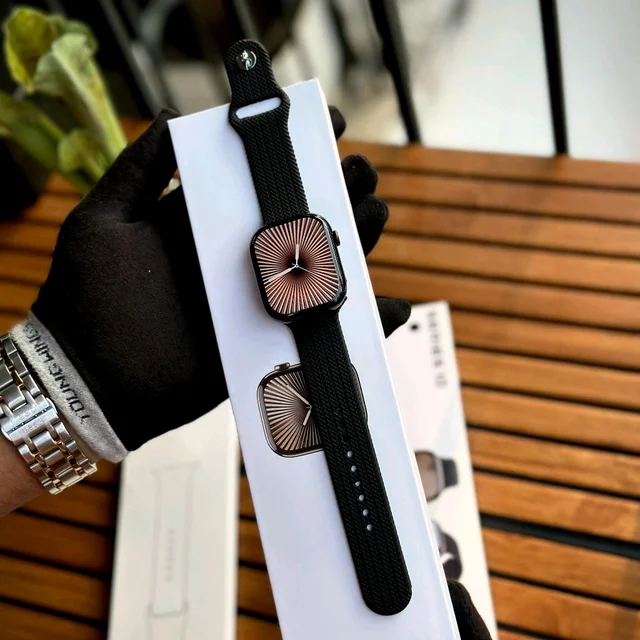 Series 10 Smartwatch – Edge to Edge Display, Bluetooth Calls, Weather & Music Control, Sports Modes, Wireless Charging, Silicone Band - Perfect Gifting