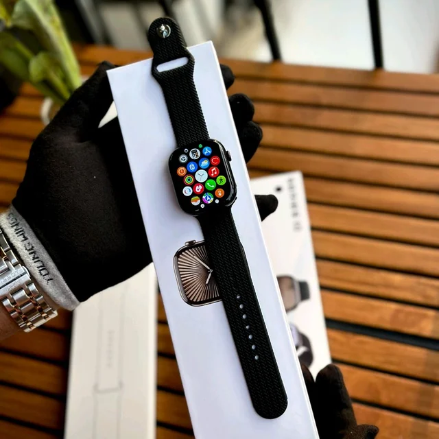 Series 10 Smartwatch – Edge to Edge Display, Bluetooth Calls, Weather & Music Control, Sports Modes, Wireless Charging, Silicone Band - Perfect Gifting